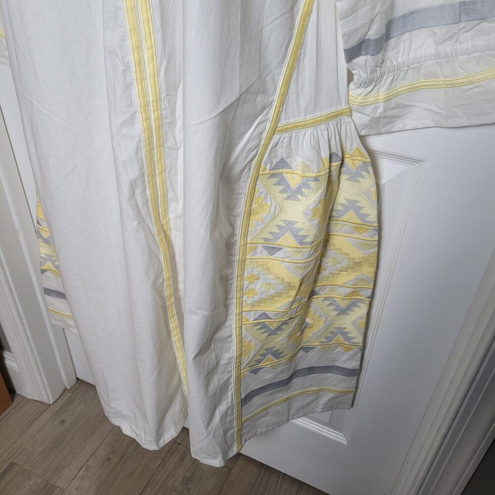 Julia Amory Dress 2XL White Yellow Coatue Caftan Embroidered Boho Maxi Belted - Picture 6 of 15